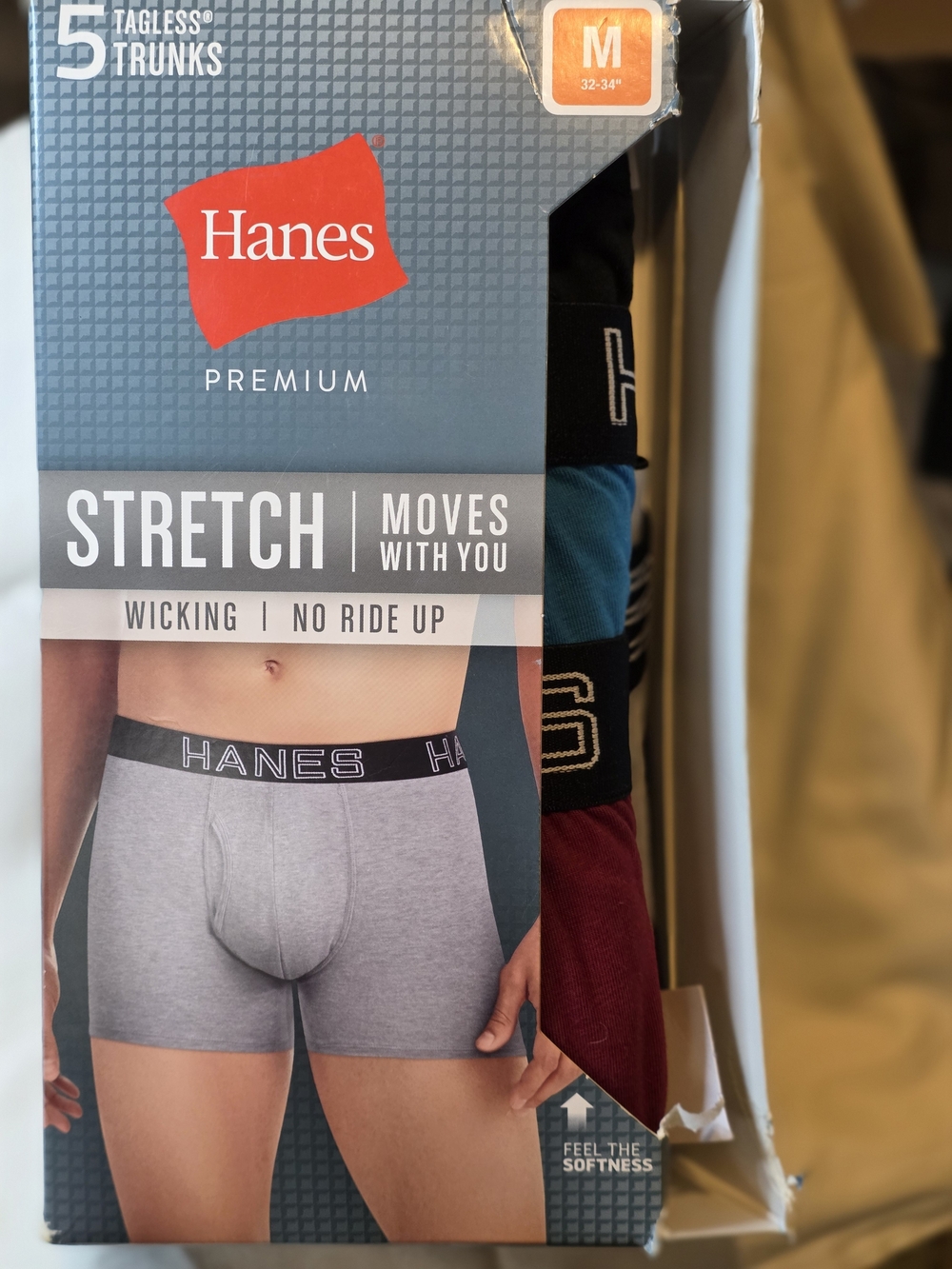 Hanes Men's Stretch Tagless Trunks - Gray, Teal, Maroon, Black